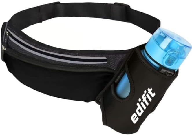 Edifit, Bolsa de cintura Running, cinto portátil para corrida, homem e mulher, bolsa de cintura desportiva, acessórios, com suporte de garrafa, impermeável, com fecho de correr, alça ajustável e