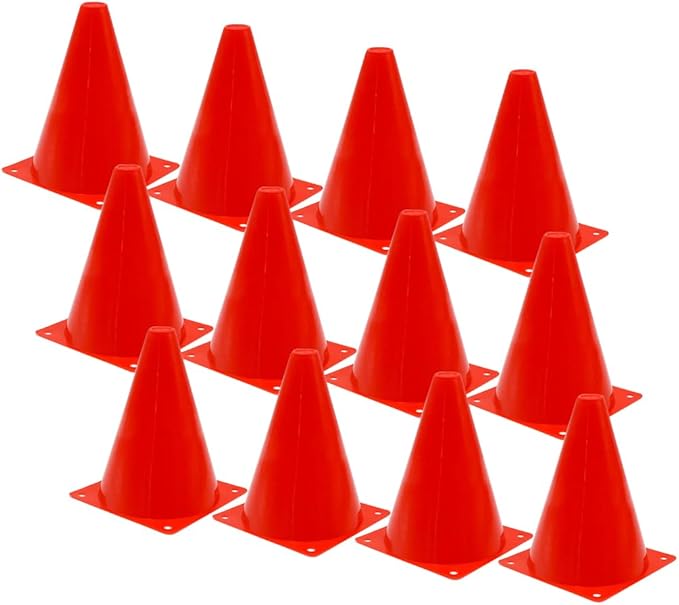 VIVIIHOO Conjunto de 12 pilões para crianças, cones de treino de futebol, 19 cm, grande, para desportos, equitação e treino de cães, cone multifuncional, pilões robustos em vermelho