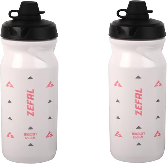 ZEFAL Pack Sense Soft 65 No Mud - Dois bidões de ciclismo e MTB com proteção de tetina - garrafa de bicicleta e desporto sem BPA, preto fumado, 2 x 650 ml