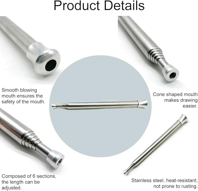 Tubo de fogo de sopro, fole de fogo dobrável, fole de fogo ao ar livre, tubo de fogo de aço inoxidável, sopradores telescópicos tubos para cozinhar piquenique, campismo, caminhadas, 2 peças