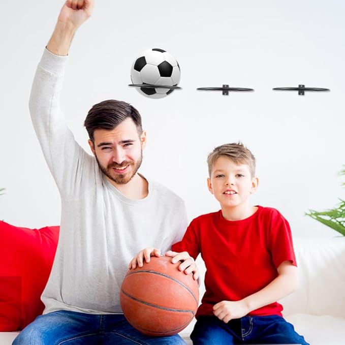 Zfseyuh Suporte para bolas de parede 3 peças prateleira universal para bolas e bolas suporte para bola futebol futebol voleibol rugby (preto)