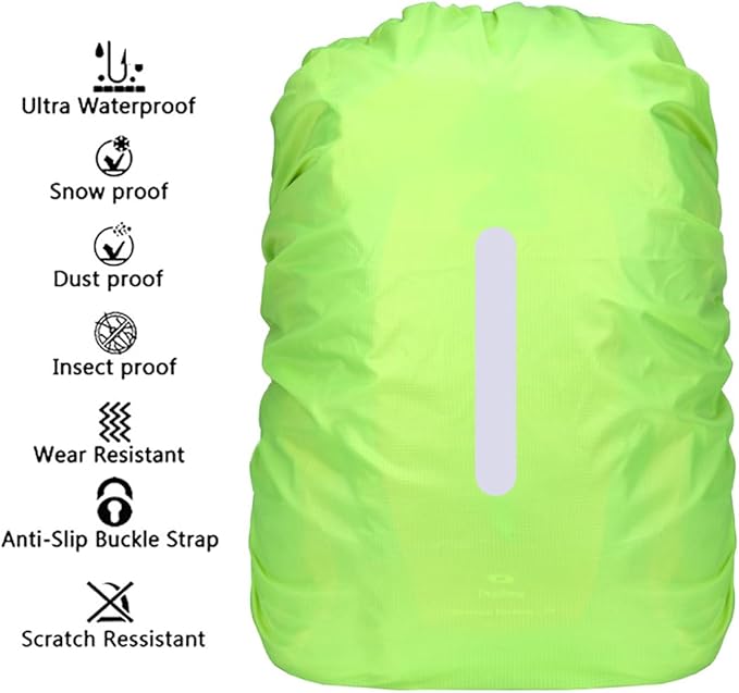 XPEX 1 peça capa impermeável mochila, capa impermeável para chuva para mochila, capa impermeável refletor para mochila para chuva-antipoeira-bicicleta - excursões, com saco de armazenamento