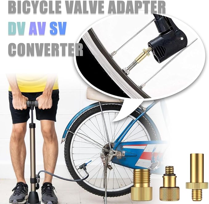 XFentech Adaptador de válvula de bicicleta de 15 peças - adaptador DV AV SV válvula Presta Schrader válvula adaptador para compressor bomba de pé/moldura para inchar bicicletas