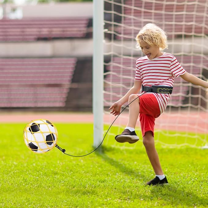 Udbrud Futebol Trainer, cinto de treino de futebol só Practice Training habilidades ajustável Trainer banda de treino para crianças e adultos adapta-se à bola 3, 4 e 5