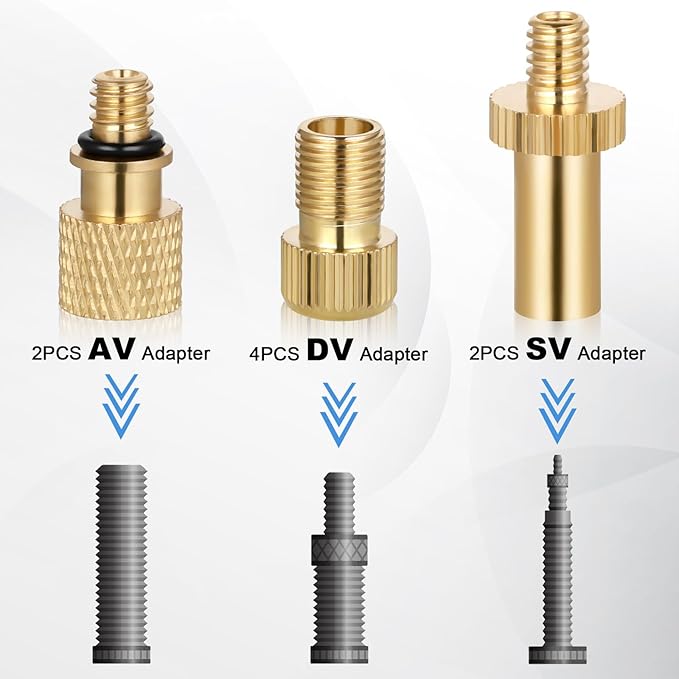 Yimomoyi Conjunto de 33 adaptadores de válvula de bicicleta, adaptador de válvula francesa, com caixa de classificação para bomba de bicicleta e compressor