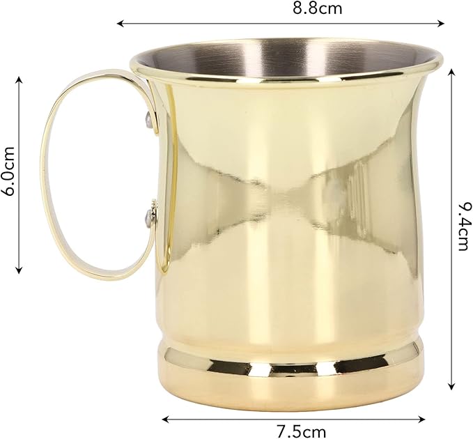 Wnvivi Taza de Café de 400 Ml, Tazas para Bebidas de Acero Inoxidable Espesadas, Tazas para Beber Leche Y Jugo de Cerveza de Metal con Asa para Acampar en la Oficina en Casa(Oro)