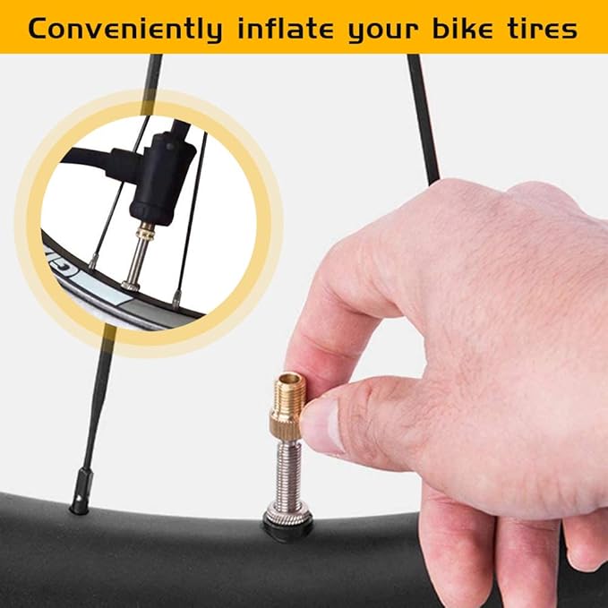 XCOZU Adaptador de válvula de bicicleta de 4 peças, adaptador de válvula de pressão de latão para Schrader, com junta torácica para inflar os pneus da bicicleta com um insuflador compressor de ar