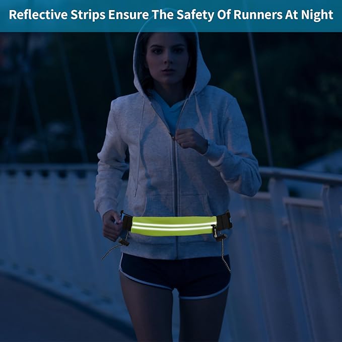 Vesaneae Cinto de telemóvel Running Belt refletor, cinto desportivo impermeável, bolsa de cintura corrida, cinto para correr, fecho de correr mala, para desportos ou viagens ao ar livre, verde,