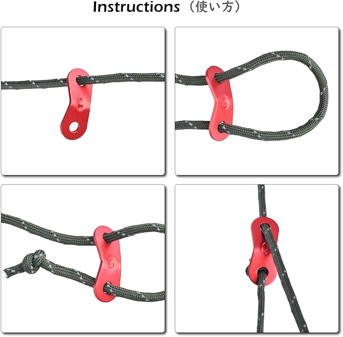 TRIWONDER Tensor corda de liga de alumínio ajustável de Guying para tenda de campismo caminhadas ao ar livre (vermelho (3 orifícios) - 12 peças)