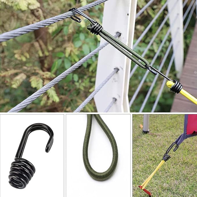 16 peças gancho de corda elástica para tenda gancho para tenda de campanha sensor de borracha cinto de fixação acessórios para toldo de campismo com cordão 15 cm