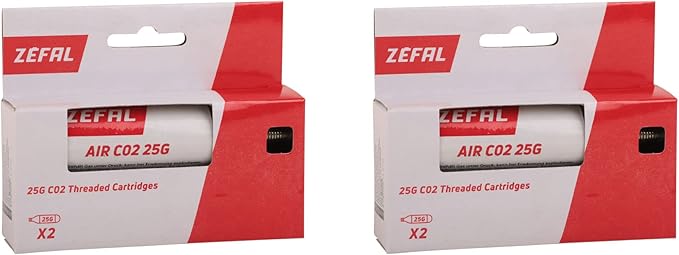 ZEFAL Cartuchos CO2 com rosca 25 g, embalagem de 4, cartuchos universais de CO2 25 g