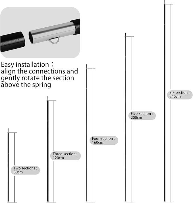 Unigear Varas de tendas de campismo acessórios para toldo bastões ajustáveis de alumínio de aviação 7075-T6 40 80 120 160 240 cm