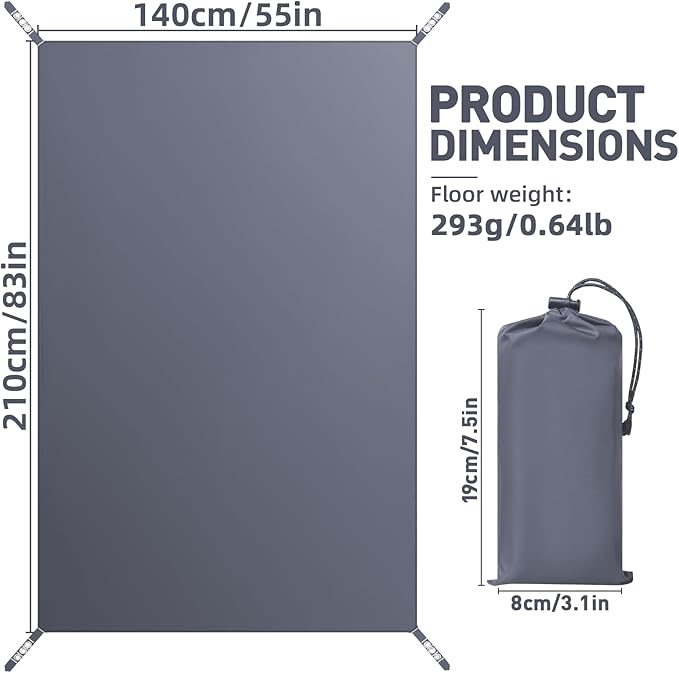 VOSOIR Lona impermeável leve multifunções, tela de sombra exterior/chão campismo com 12 furos angular, toldo de tendas de campanha, anti-rasgamento, para acampar piquenique caminhadas na praia (210 x