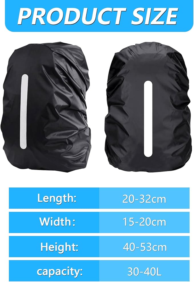 UKOFEW Capa impermeável para mochila, 30 L - 40 L capa chuva para mochilas, refletor capa mochila impermeável, cobertura impermeável ao ar livre, para caminhadas, campismo, viagens, ciclismo