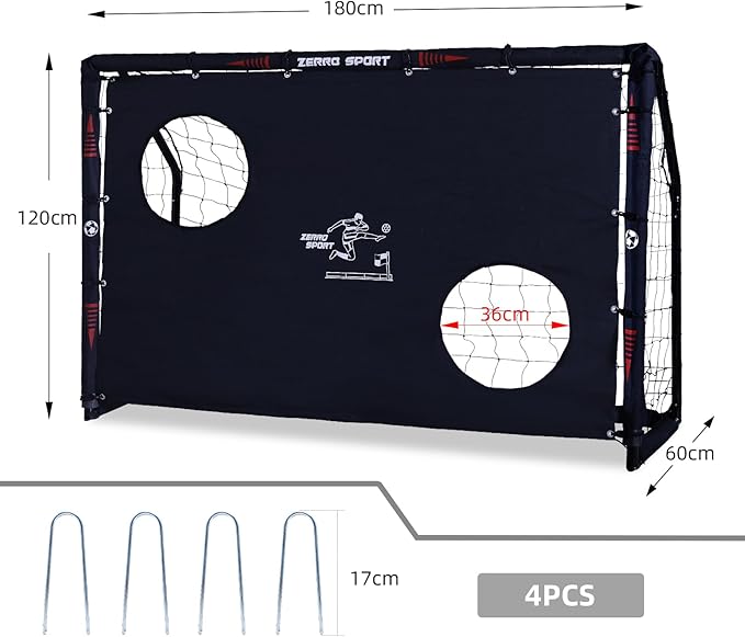 ZERRO Bolsa de futebol para crianças com parede de guarda-redes 180/240/300, baliza de futebol para crianças idoneidade adultos e crianças, baliza de futebol para jardim para recreio e treino