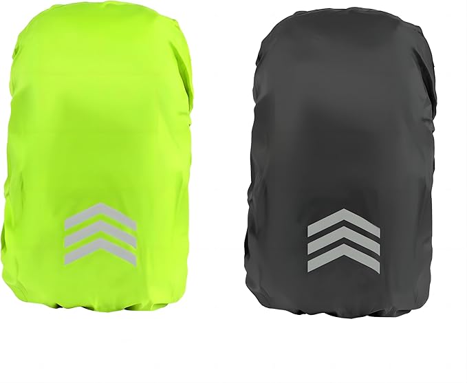 2 peças capas de chuva para mochilas (18 - 30 L), capa impermeável para malas escolares, capa de mochilas à prova de poeira, protetor de mochila com riscas refletores, cobertura de chuva mochila