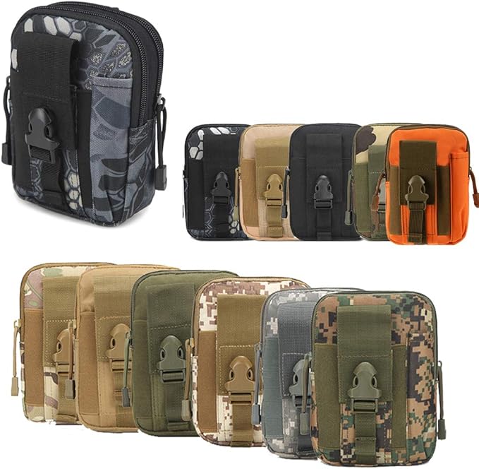 ZhaoCo Multiusos Poly ferramenta suporte, tático Molle EDC bolsa utilitário Gadget bolsa de cintura com telemóvel para caminhadas campismo