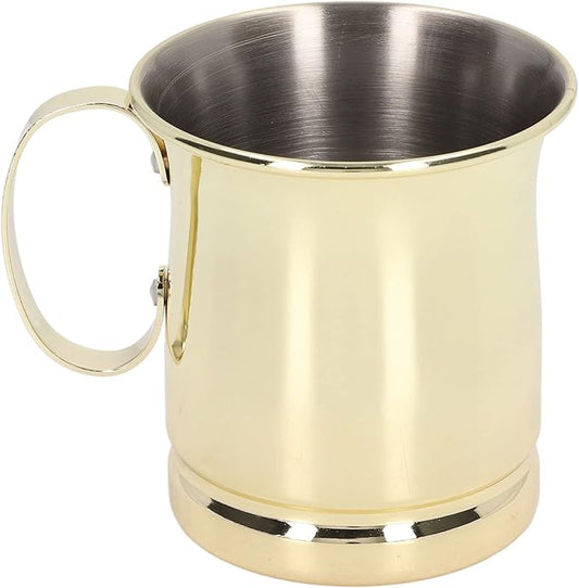 Wnvivi Caneca de café de 400 ml, canecas para bebidas de aço inoxidável espessadas, canecas para beber leite e sumo de cerveja de metal com pega para acampar no escritório em casa (ouro)