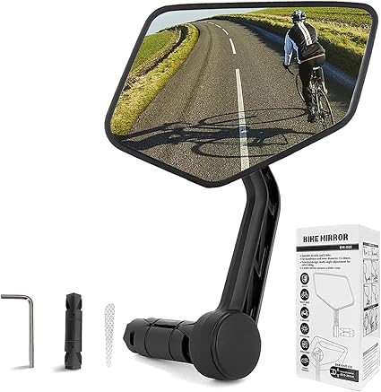 Txeouse Retrovisor de bicicleta, retrovisor skate elétrico, 360° rotativo ajustável HD grande angular espelho bicicleta para 15 - 20 mm guiador bicicleta de montanha, scooter elétrico (Esquerda)