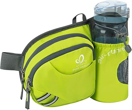 Waterfly Bolsa de cintura corrida desportiva homem mulher com suporte para garrafas bolsa de cintura para correr caminhadas, Preto, MEDIUM, Caminhadas, corrida, desporto