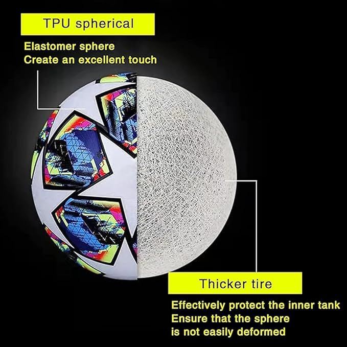 Wokii Bola de futebol, tamanho 5 bolas de futebol, bola de futebol profissional para adultos, jovens, crianças, treino de futebol bola campeões league