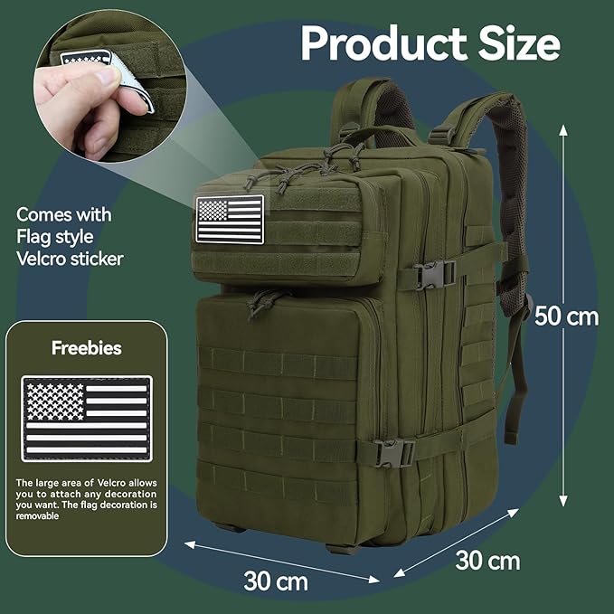 Delgeo Mochila tática 25 L/45 L militar, grande capacidade mochila, dobrável impermeável mochila para montanhismo, caminhadas, campismo e viagens