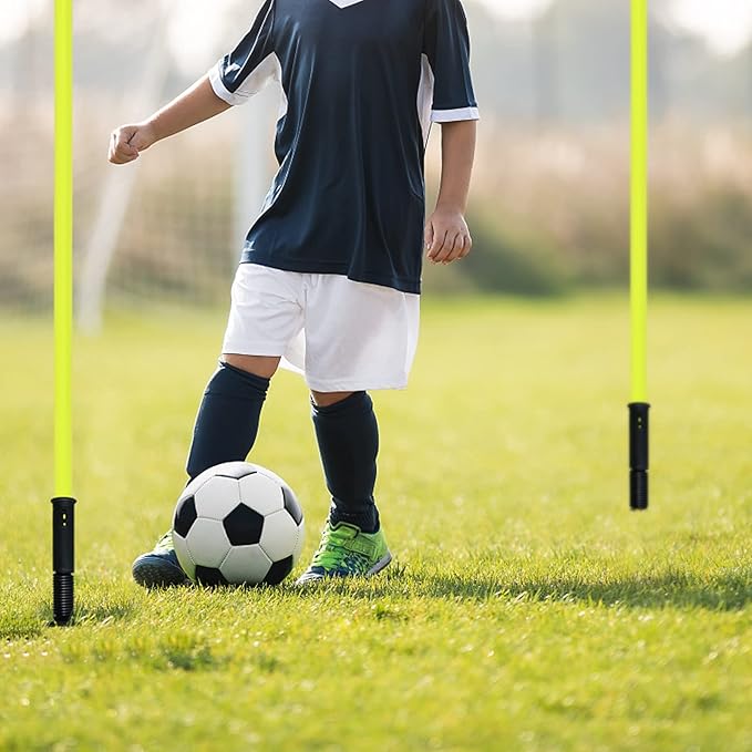 XMTECH Conjunto de 6 barras de slalom de 1,8 m com ponta de metal de 10 cm de comprimento e bolsa de transporte, barras de agilidade para treino de futebol