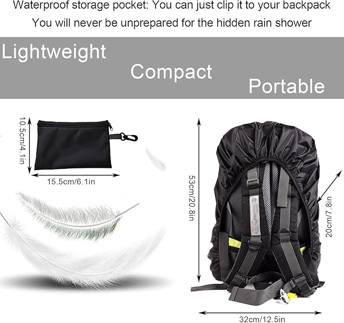 XoeLLe 3 peças capa impermeável mochila, cobertura mochila caminhada impermeável com faixa refletora 30-40 L, mochila Trekking bolsa impermeável montanha, Macuto para caminhadas caminhadas passeios