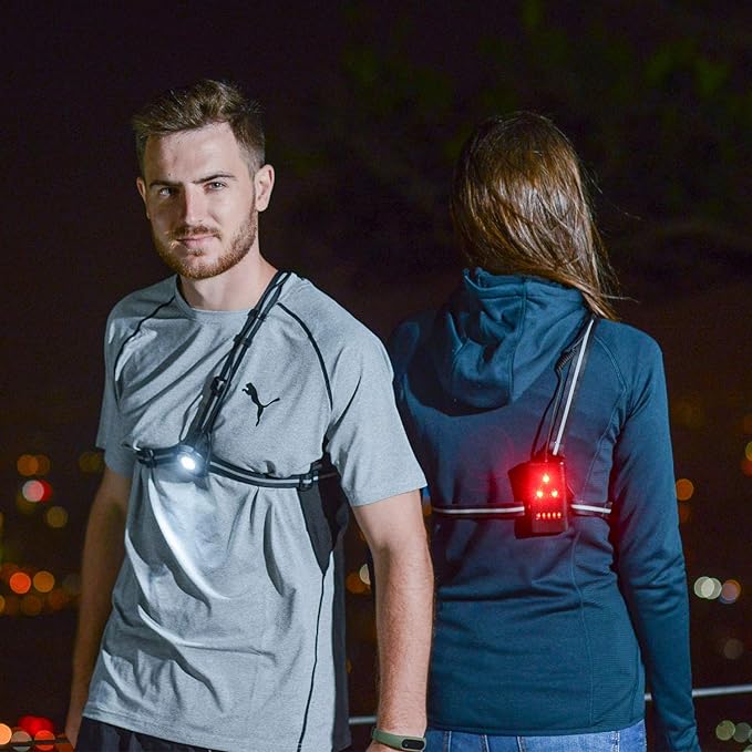 Volcano Eye Luz de corrida corrida corrida candeeiro de peito com feixe ajustável de 500 lúmenes frontal LED de segurança traseira recarregável USB impermeável para ciclismo corrida caça campismo