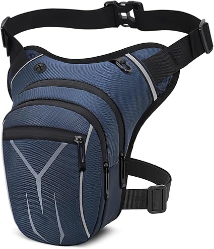 VOBUKE Bolsa de perna de motociclo, impermeável tático pochete perna, bolsa de cintura desportiva multifuncional mala lateral moda com refletor para homem mulher desporto campismo ciclismo trabalho