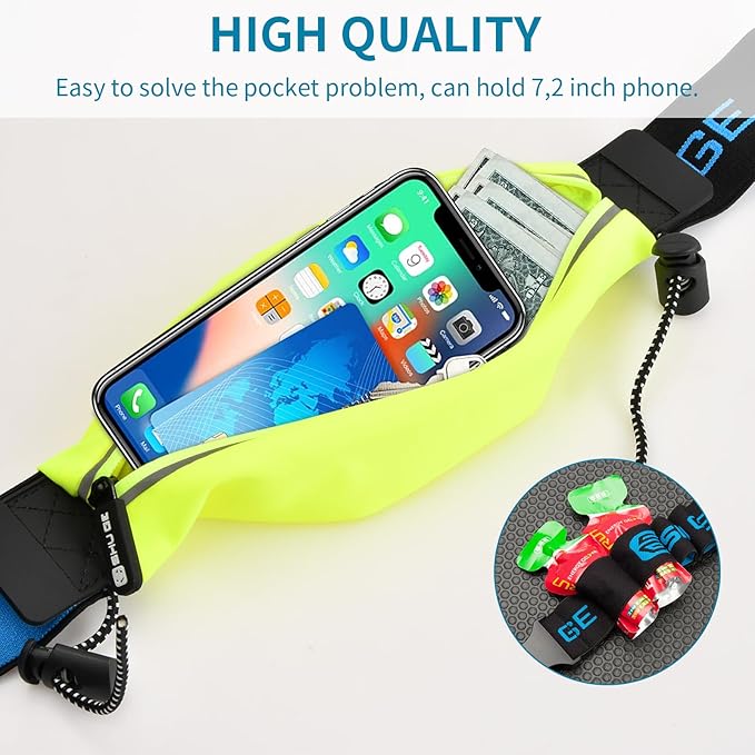 Vesaneae Cinto de telemóvel Running Belt refletor, cinto desportivo impermeável, bolsa de cintura corrida, cinto para correr, fecho de correr mala, para desportos ou viagens ao ar livre, verde,