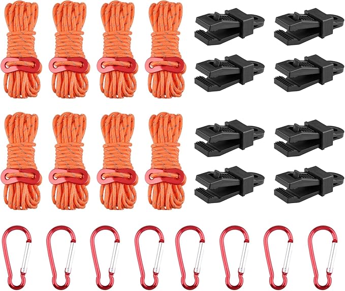 TRIWONDER Pegas cordas refletoras tensores de corda ajustável para caminhadas tenda de campismo ao ar livre (laranja - 4 peças)