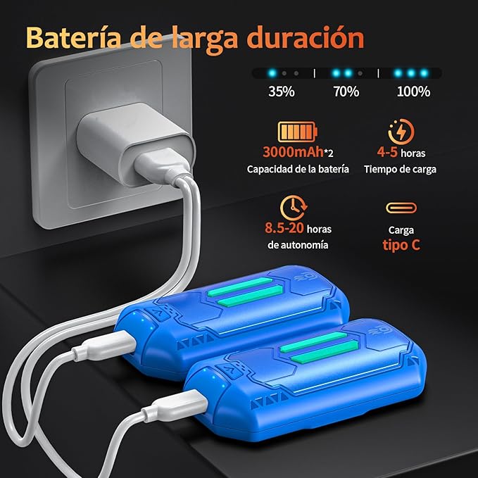 2 Pack Calentador de Manos Recargable OUTJUT 6000mAh Calienta Manos Calienta Manos Electrico Portátil 3 Modos de Calor Regalos para Raynauds, Golf, Camping, Senderismo