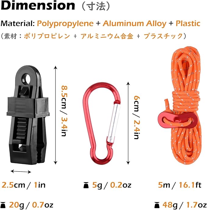 TRIWONDER Pegas cordas refletoras tensores de corda ajustável para caminhadas tenda de campismo ao ar livre (laranja - 4 peças)