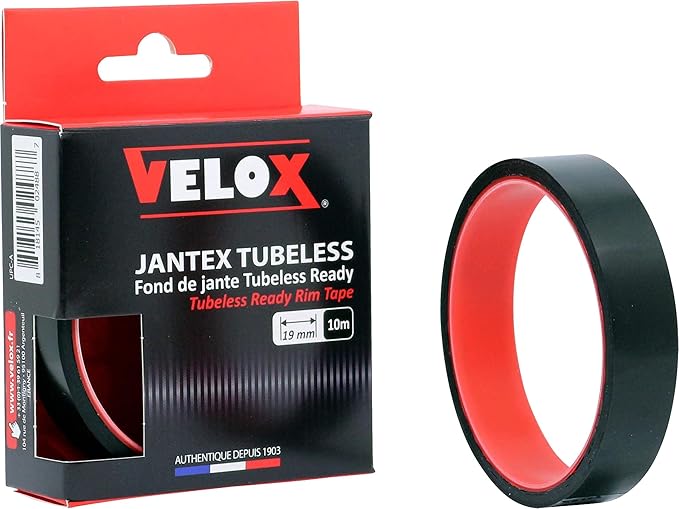 Velox Jantex sem câmara fita de jante, unissexo, preto, 19 mm x 10 m