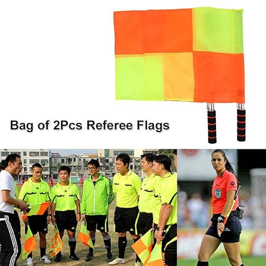 VGEBY Referee Flags, 2 unidades refere-se a Linesman Flag with Storage Bag for Sports Match Soccer Football Hockey Training Banderines futebol árbitro