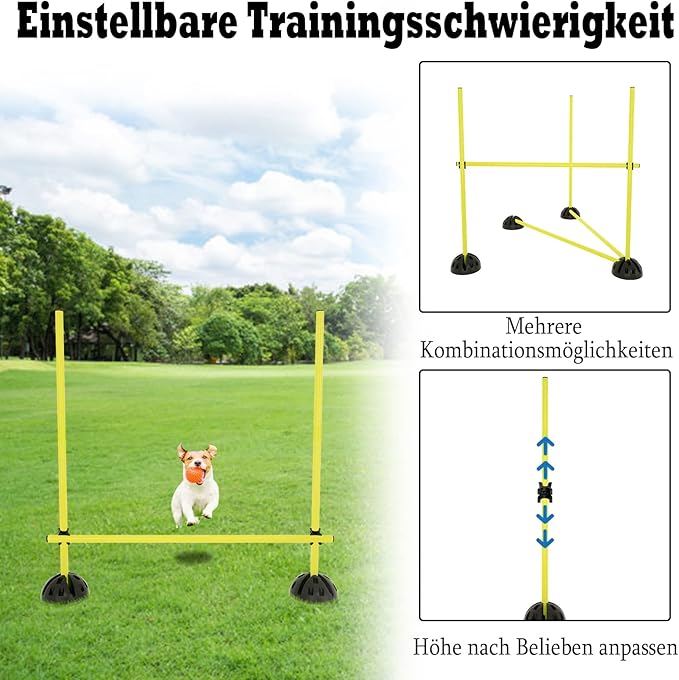 YARDIN Conjunto de barreiras multifuncionais, barra de salto para agilidade, barras de slalom, barras de treino para treino condicional, salto, rega e agilidade, cor amarela