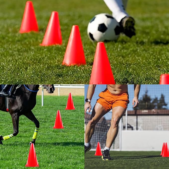 VIVIIHOO Conjunto de 12 pilões para crianças, cones de treino de futebol, 19 cm, grande, para desportos, equitação e treino de cães, cone multifuncional, pilões robustos em vermelho