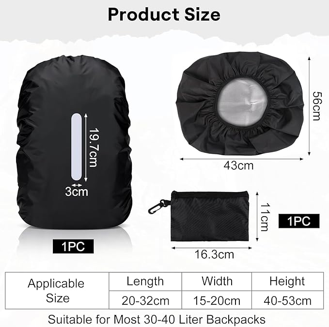 VMUTGA Funda Impermeable para Mochila, 30L-40L Cubre Mochila Lluvia con Banda Reflectante Funda Lluvia Mochilas Escolares Protector Lluvia Mochila Impermeable para Senderismo Camping Turismo Ciclismo