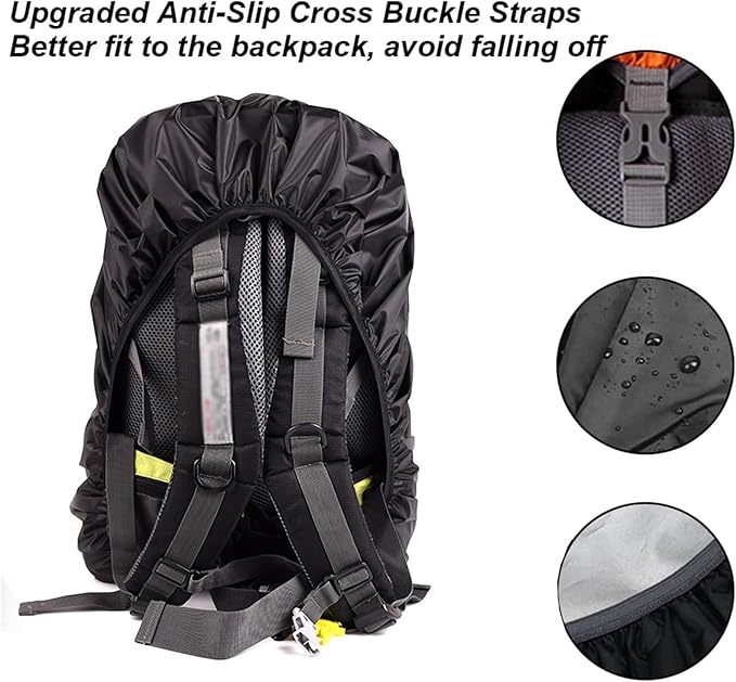 XoeLLe 3 peças capa impermeável mochila, cobertura mochila caminhada impermeável com faixa refletora 30-40 L, mochila Trekking bolsa impermeável montanha, Macuto para caminhadas caminhadas passeios