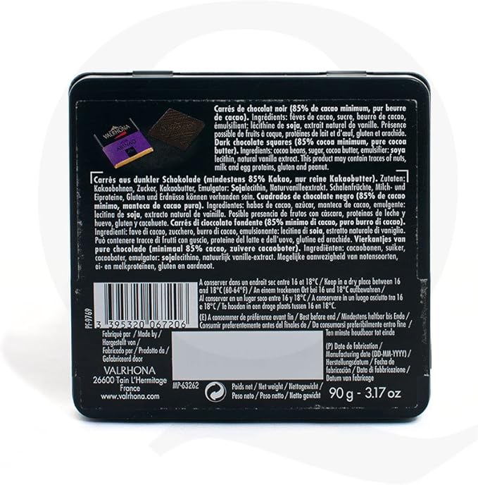 Valrhona - Les Ballotin Boites Grands Crus - Chocolat Noir - Abinao 85% - 90g