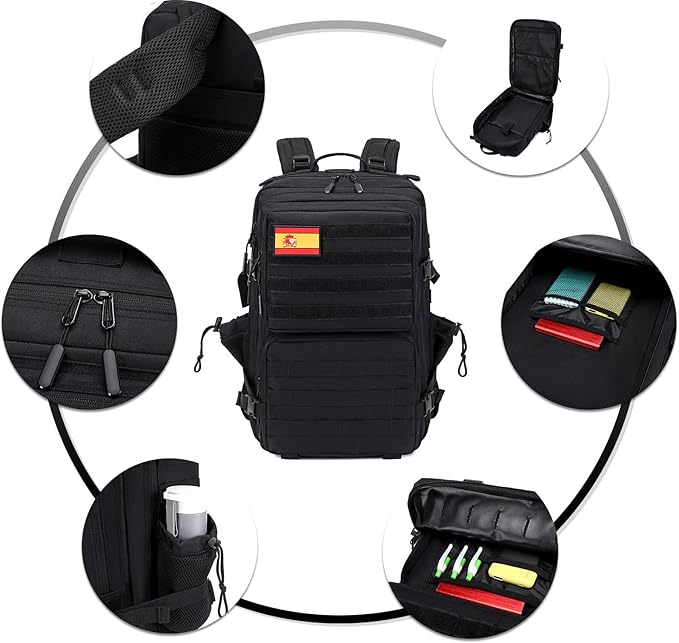 Delgeo Mochila tática 25 L/45 L militar, grande capacidade mochila, dobrável impermeável mochila para montanhismo, caminhadas, campismo e viagens