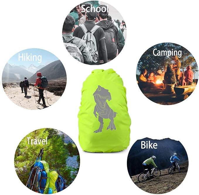 ZARADU Capa impermeável para mochila - capa impermeável para mochila escolar - com motivo de dinossauro capa impermeável para mochila escolar, ideal para a escola, ciclismo, campismo