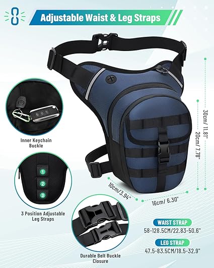 VOBUKE Bolsa perna moto impermeável perna moto militar bolsa de cintura perna homem com refletor multifuncional mochila de perna desportiva bolsa lateral mulher para pesca caça campismo caminhadas,