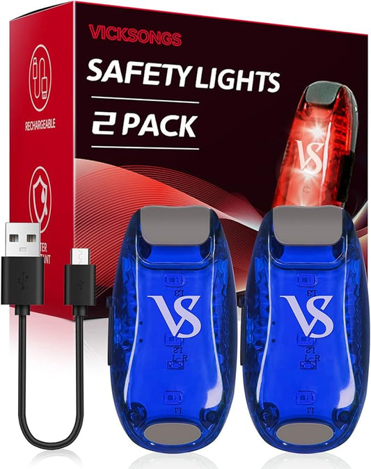 VICKSONGS 2 peças Luzes LED de segurança USB recarregáveis com clipe - luzes estroboscópicas, luz para corrida mochila escolar animal de estimação, luz refletor de alta visibilidade