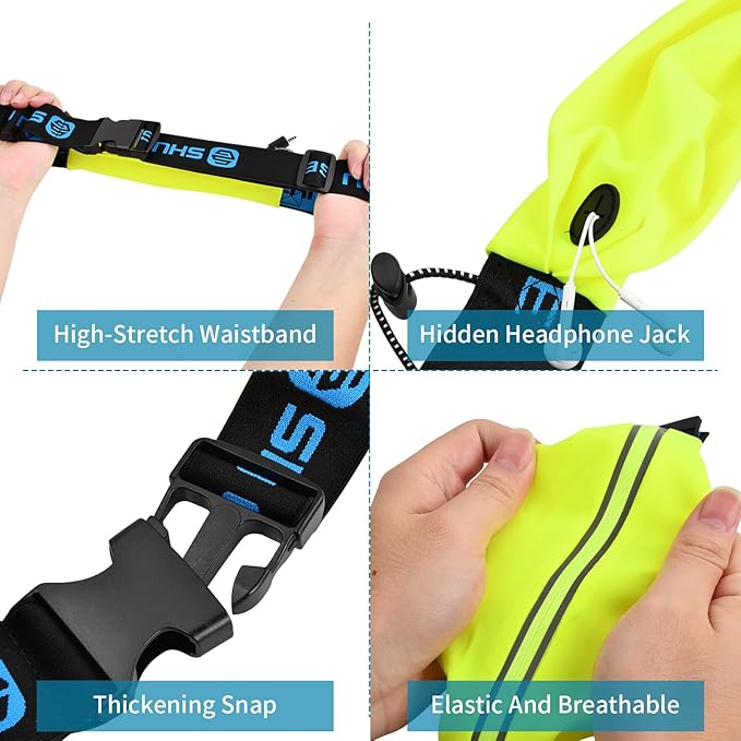 Vesaneae Cinto de telemóvel Running Belt refletor, cinto desportivo impermeável, bolsa de cintura corrida, cinto para correr, fecho de correr mala, para desportos ou viagens ao ar livre, verde,