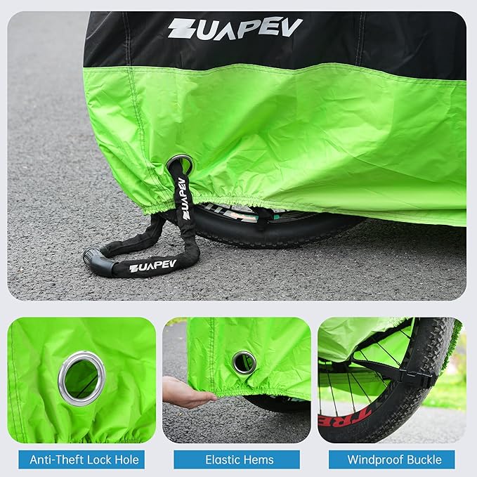 ZUAPEV Capa de bicicleta exterior impermeável, capa para bicicleta capa exterior 210D, poliéster, camada bicicleta de lona para cobrir bicicleta de montanha/estrada/criança/elétrica/MTB/BTT, 195 x 70