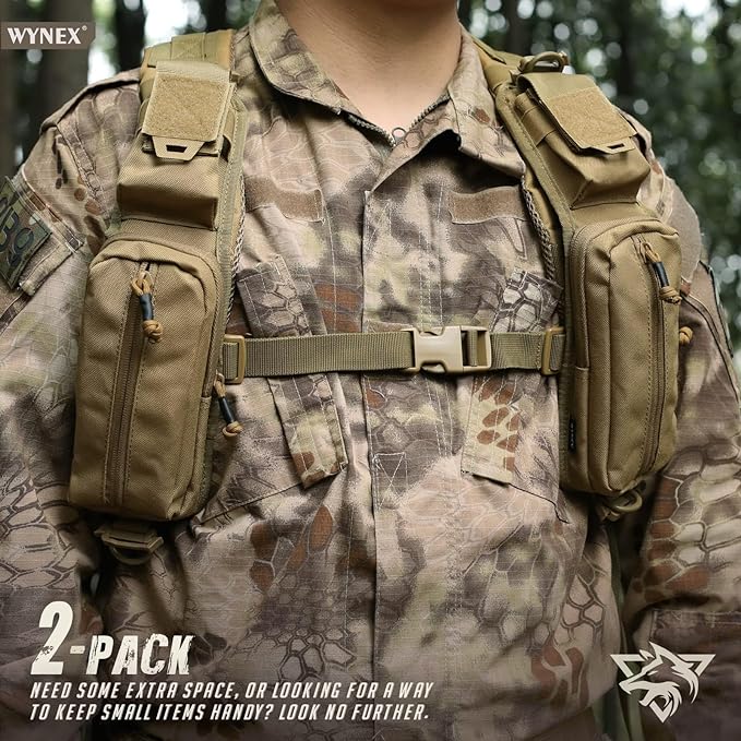 WYNEX Bolsa de acessórios molle com bolso com fecho de correr, mochila com alça, alça de ombro, acessório tático, bolsa de ombro, estrelas, bolso com fecho de correr, suporte adicional para