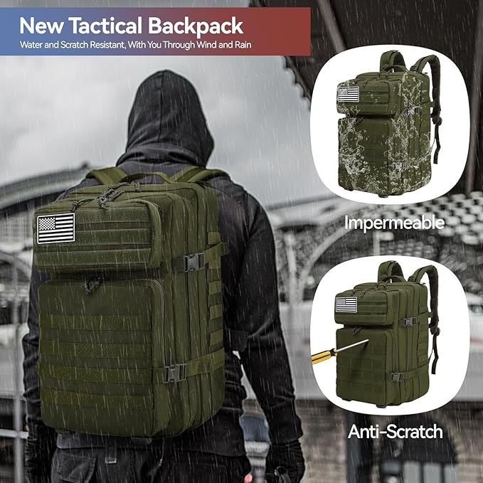 Delgeo Mochila tática 25 L/45 L militar, grande capacidade mochila, dobrável impermeável mochila para montanhismo, caminhadas, campismo e viagens