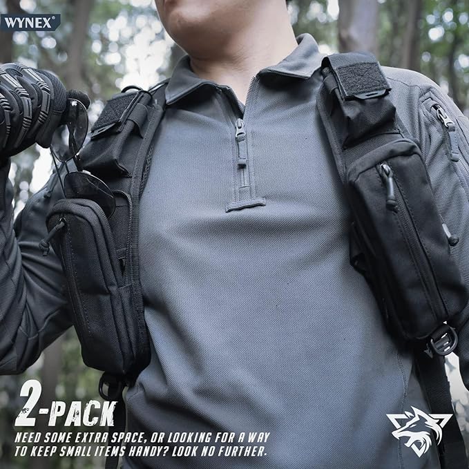 WYNEX Bolsa de acessórios molle com bolso com fecho de correr, mochila com alça, alça de ombro, acessório tático, bolsa de ombro, estrelas, bolso com fecho de correr, suporte adicional para